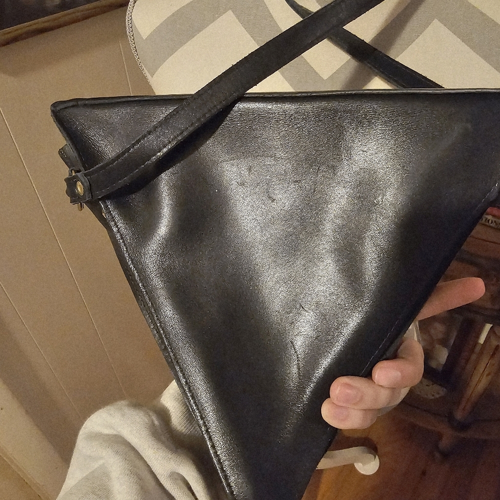 Roberto Vascon Bag - 1980s Vintage - Leather + Snakeskin Print - Triangular - Picture 4 of 9